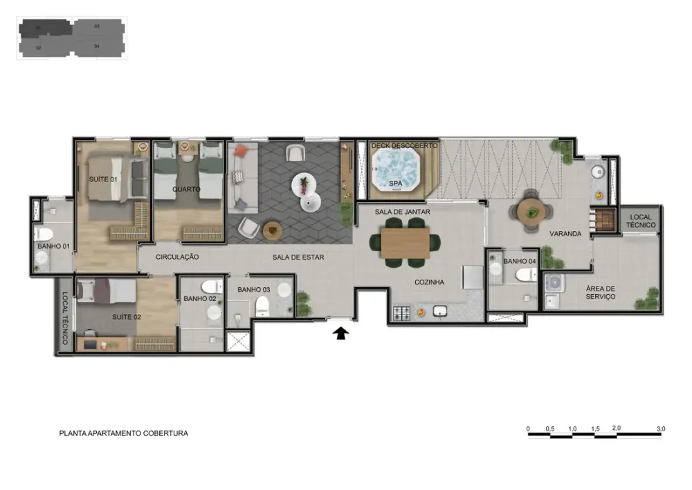 Planta da Cobertura Linear — 132,65 m²